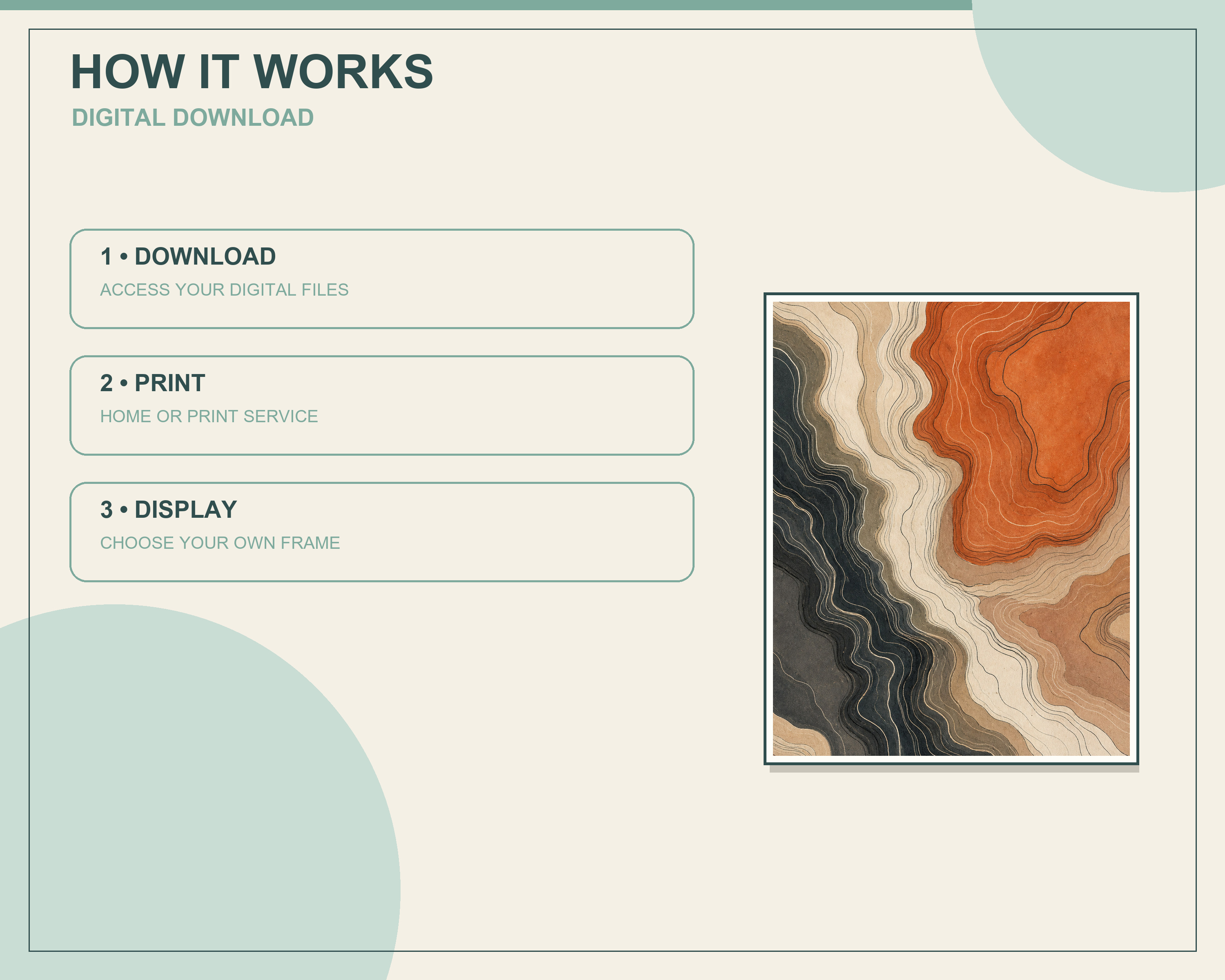 Three steps for downloading and printing the artwork
