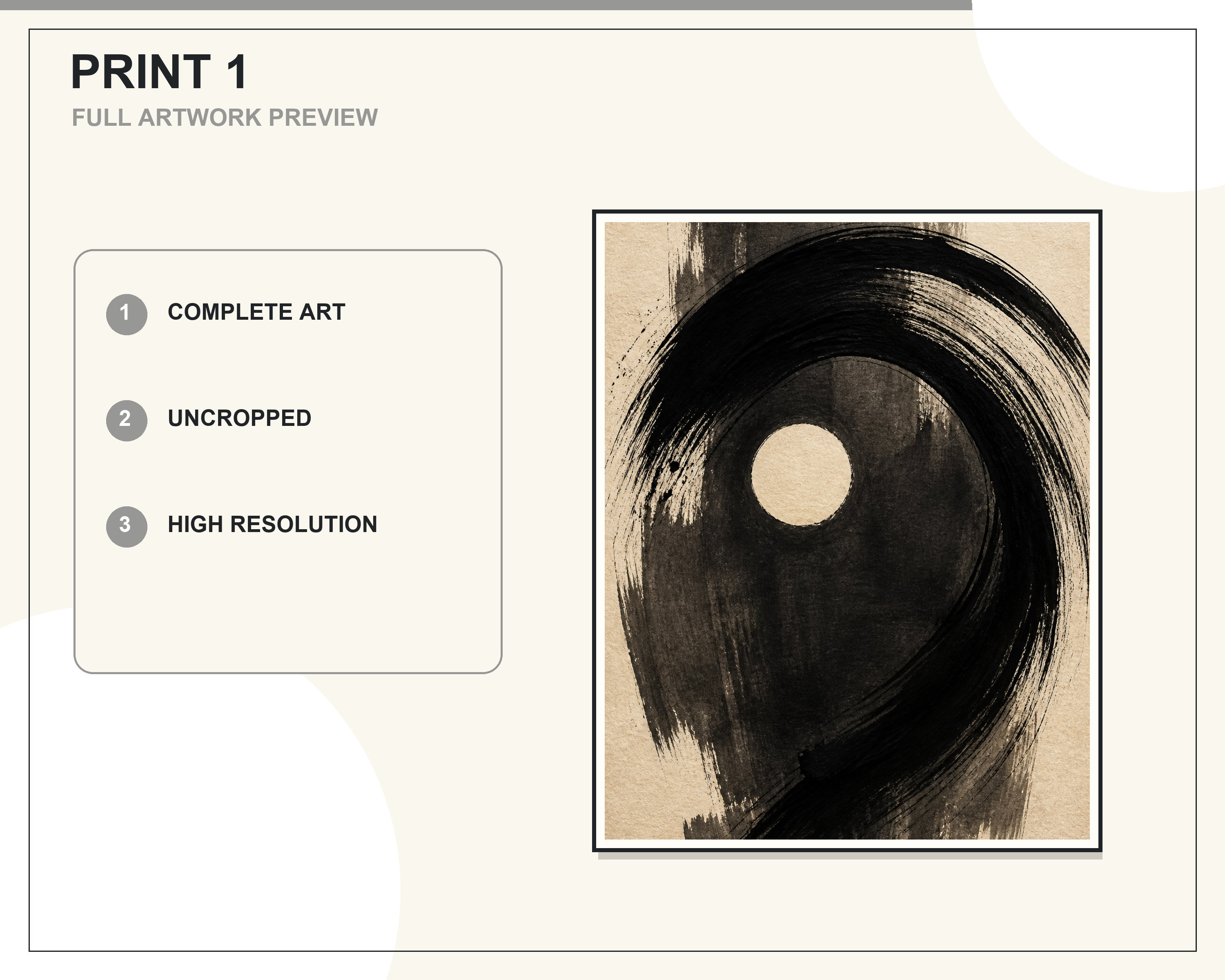 Full coordinated preview of the three monochrome abstract ink wall-art prints