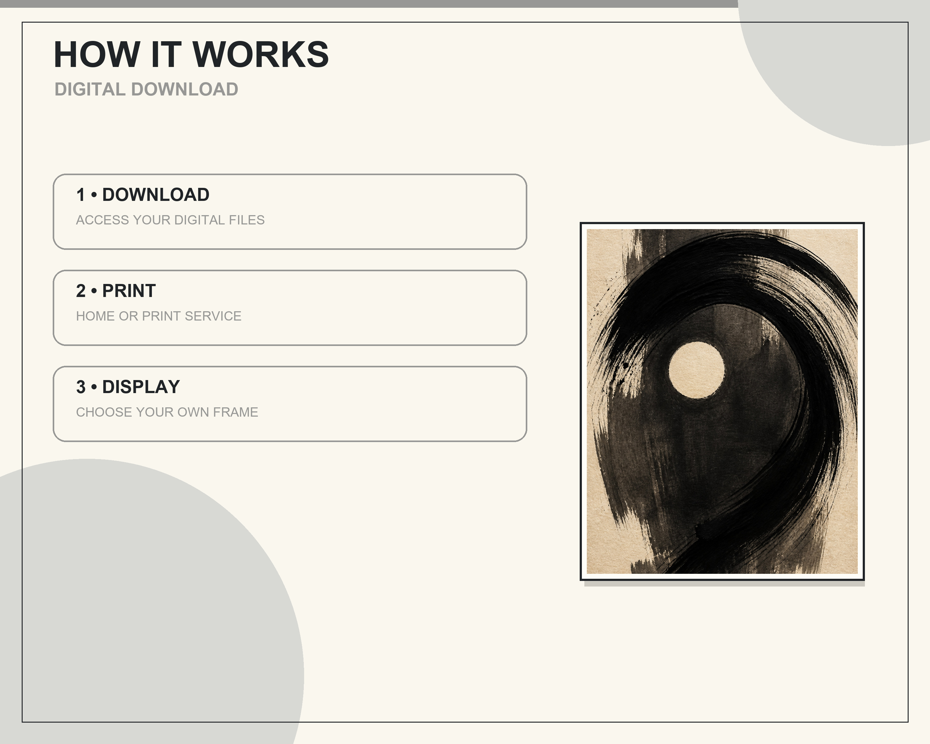Three steps for downloading and printing the artwork