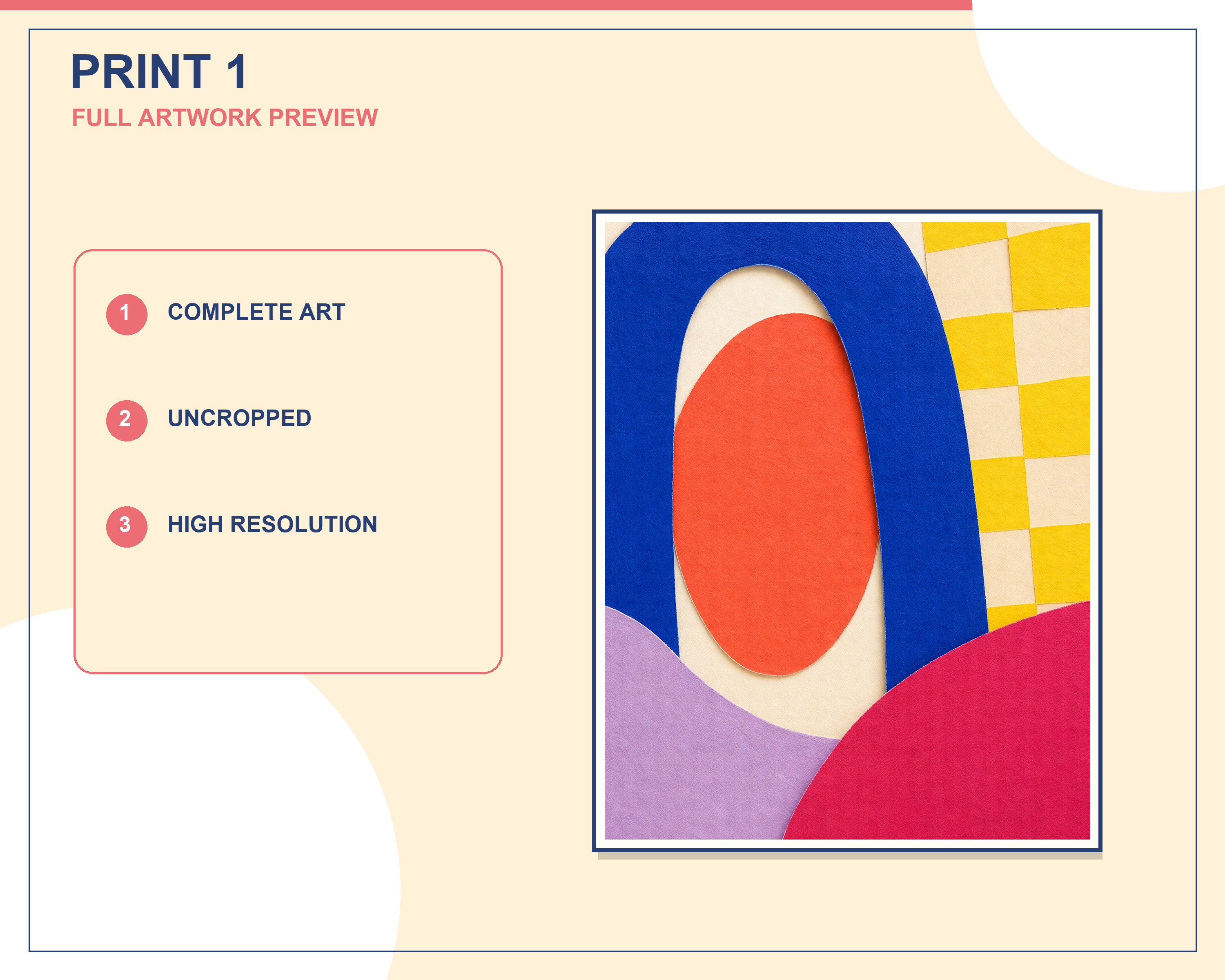 Full coordinated preview of the three colorful modern color block wall-art prints