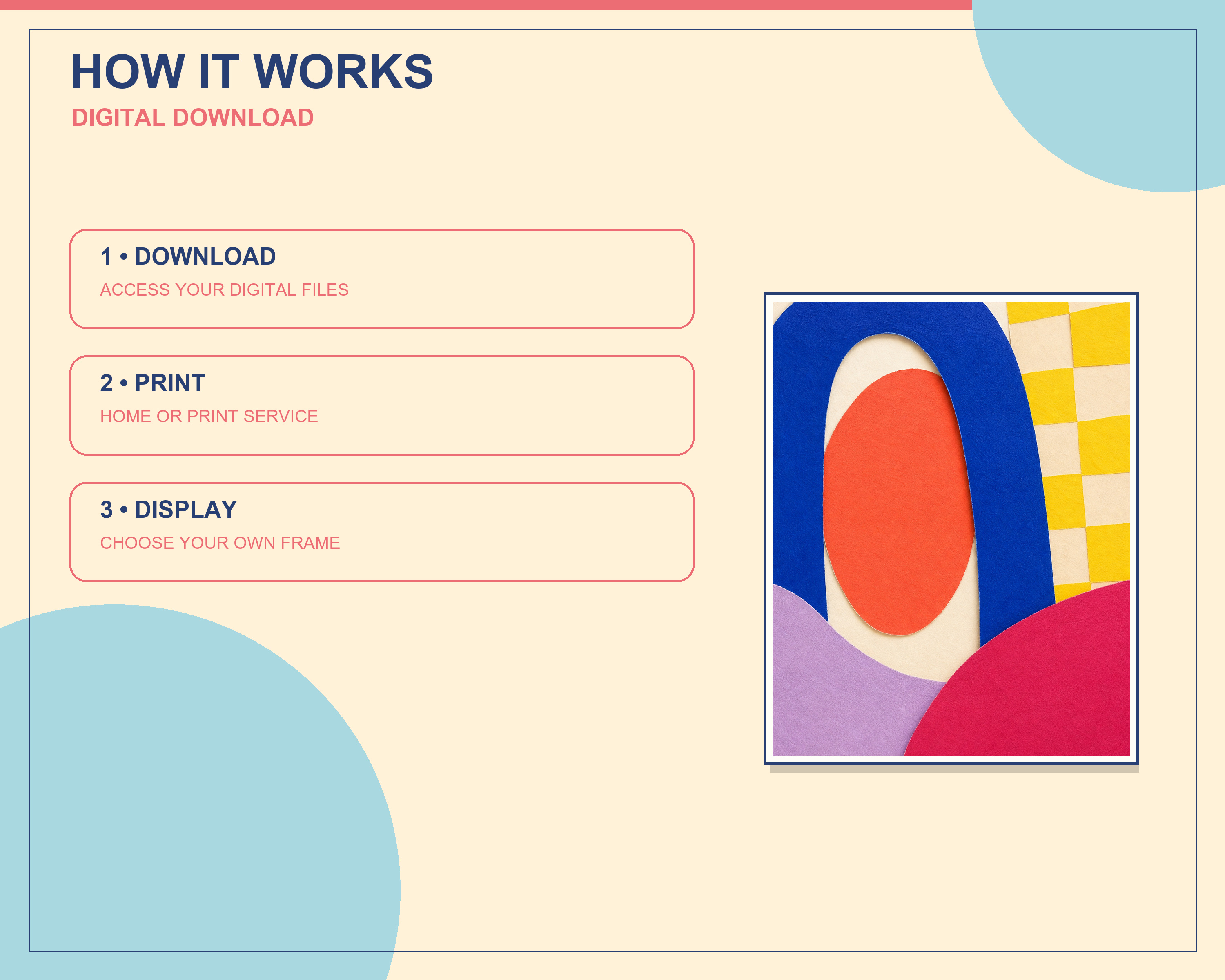 Three steps for downloading and printing the artwork