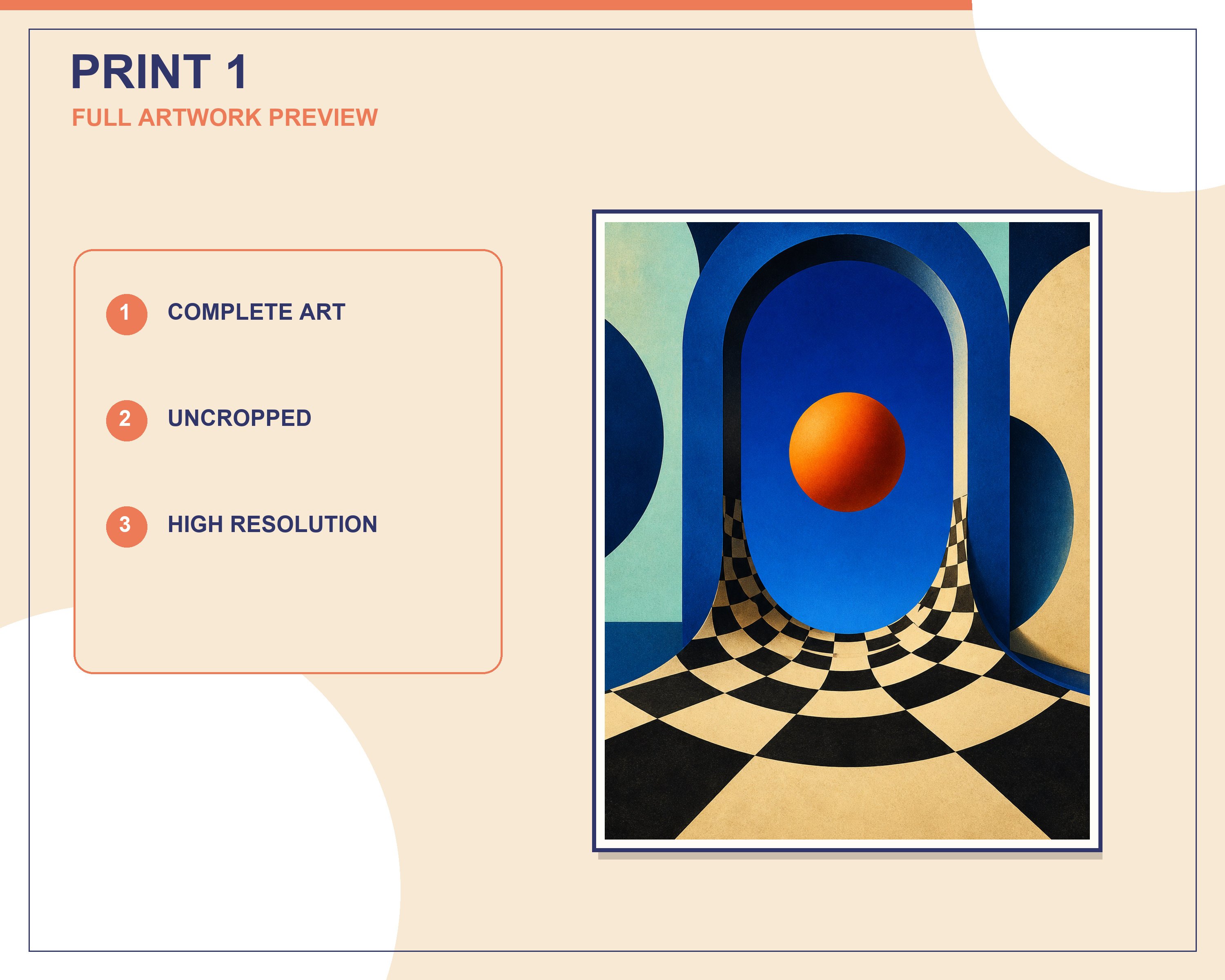 Full coordinated preview of the three retro futurist geometric wall-art prints