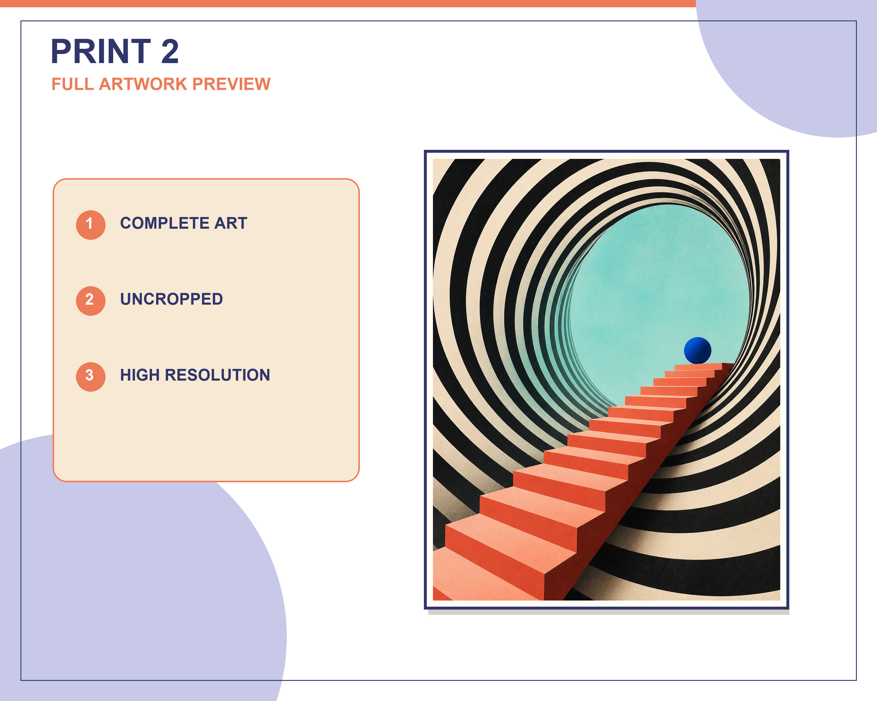 Exactly three printable artworks displayed in an angled contemporary living room