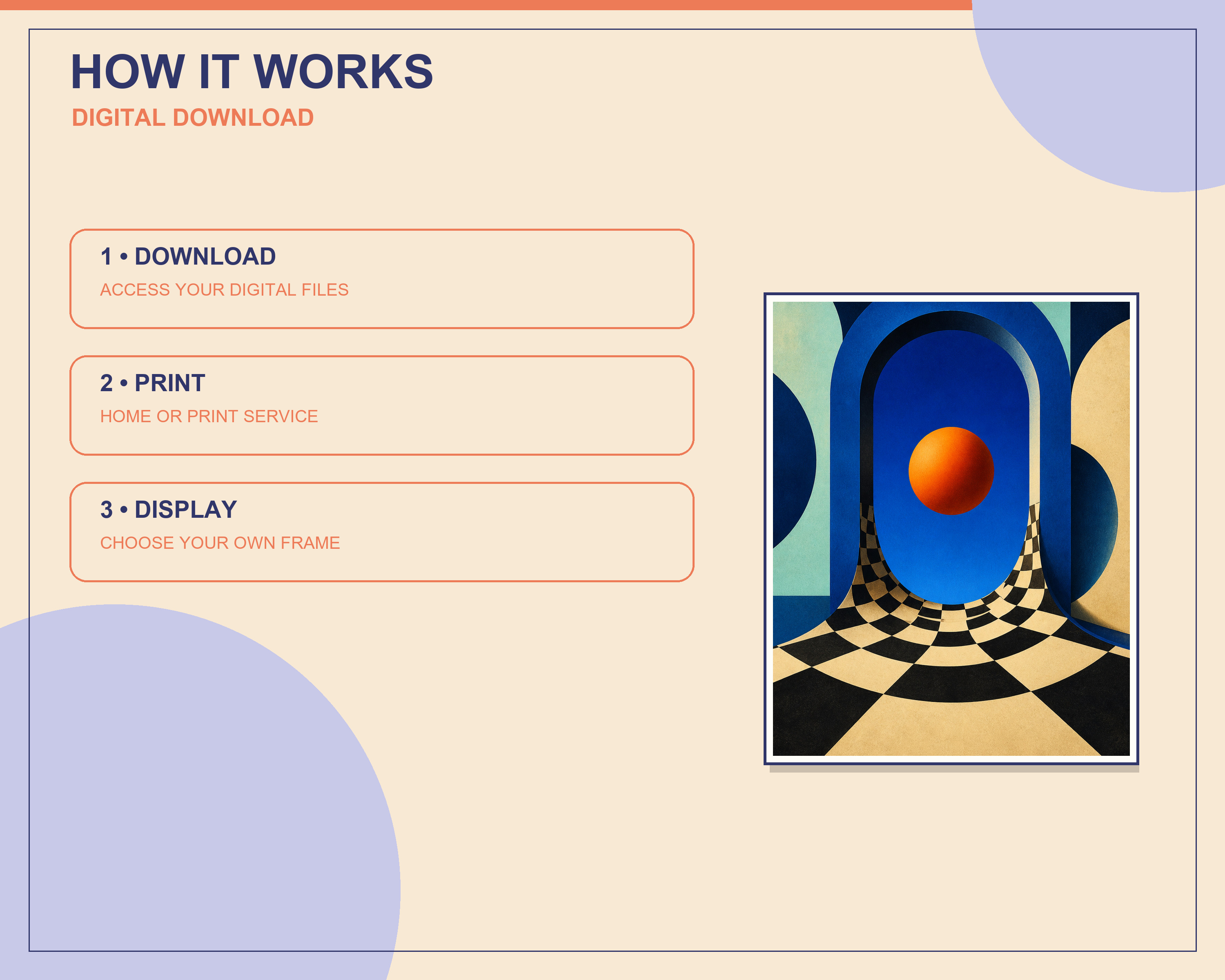 Three steps for downloading and printing the artwork